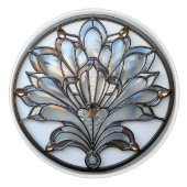 Art Deco Iridescent Glass Blume Amber Beads Keramikknauf (Vorderseite)