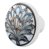 Art Deco Iridescent Glass Blume Amber Beads Keramikknauf (Rechts)