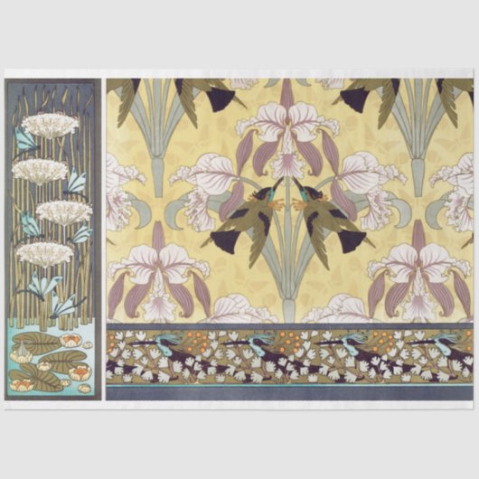 Art Deco Irises Blumendekoupage Paper Seidenpapier (Vorderseite)