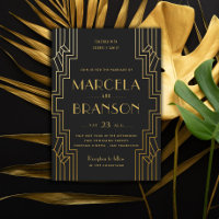 Art Deco Ironwork Imitate Gold Wedding Custom Blac