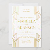 Art Deco Ironwork Imitate Goldene Hochzeit Einladung (Vorderseite)