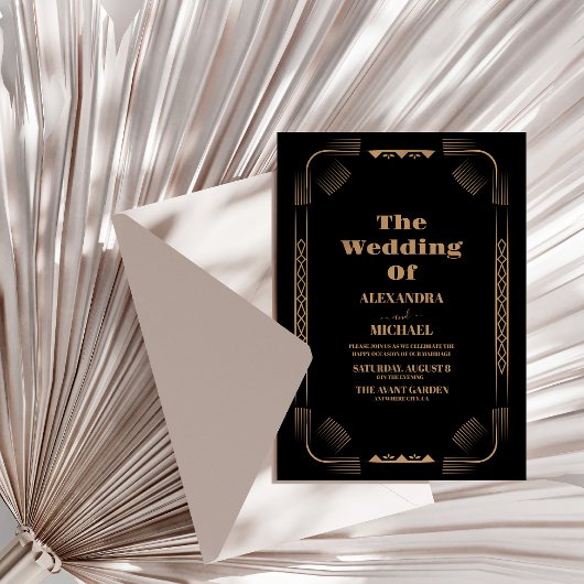 Art Deco Ironwork Imitate Goldene Hochzeit Einladung