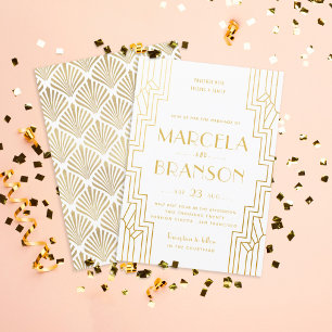 Art Deco Ironwork Imitate Goldene Hochzeit Einladung