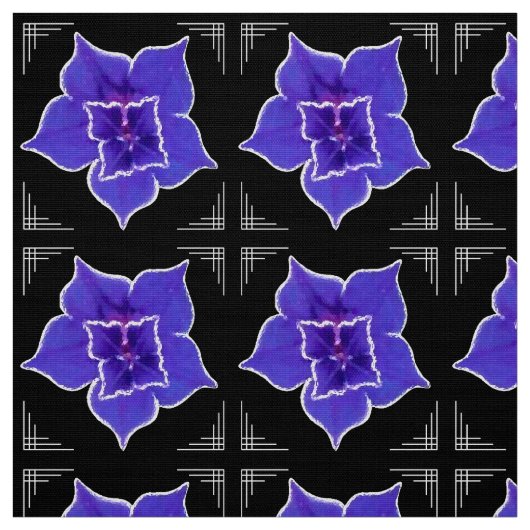 Art Deco-ish Morning Glory - Lila auf Black Stoff (Muster)