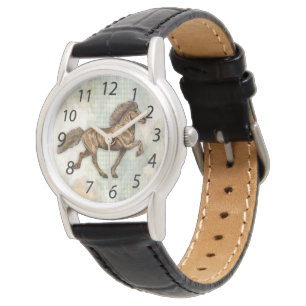 Art Deco Isländische PferdeTolting Armbanduhr