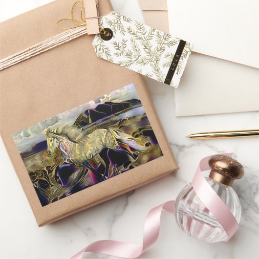 Art Déco isländisches Pferd Rechteckiger Aufkleber (Schenken)