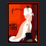 Art Deco italienische Modezeitschrift Femina illus Poster<br><div class="desc">Eine elegante Art Deco-Illustration des italienischen Modeillustrators Leon Benigni. Wintermode  Illustration von Benigni.</div>