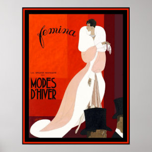 Art Deco italienische Modezeitschrift Femina illus Poster