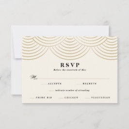 Art Deco Ivory String Lights Wedding Response Card RSVP Karte