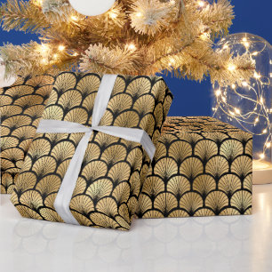 Art Deco Jakobsmuschel-Fächer mit ausstrahlendem M Geschenkpapier