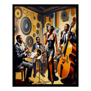 Art Deco Jazz Age Band und Singer Poster. Poster