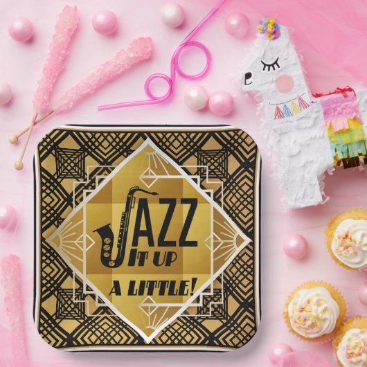 Art Deco Jazz Es Up Horn Silvester Party Pappteller (Party)