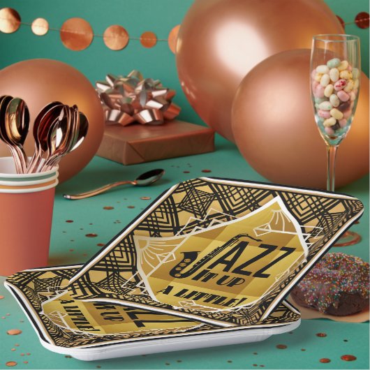 Art Deco Jazz Es Up Horn Silvester Party Pappteller (Multi)