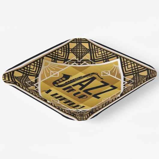 Art Deco Jazz Es Up Horn Silvester Party Pappteller (Gewinkelt)