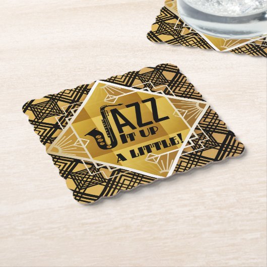 Art Deco Jazz Es Up Horn Silvester Party Untersetzer (angewinkelt)