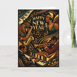 Art Deco Jazz Music Happy New Year Feiertagskarte