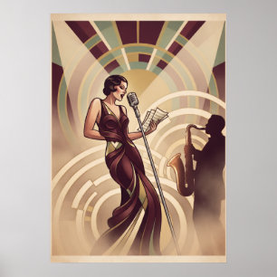 Art Deco Jazzsänger und Saxophonist Art Poster