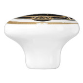 Art Deco Jellyfish Schwarz-weiß Gold Jelly Fish Keramikknauf (Seitenansicht)