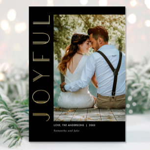 Art Deco Joyful Black Gold einfache moderne Weihna Folien Feiertagskarte