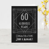 Art Deco Jubiläum heißt 60 oder jedes Jahr Silber Karte (Gelbe Blume)