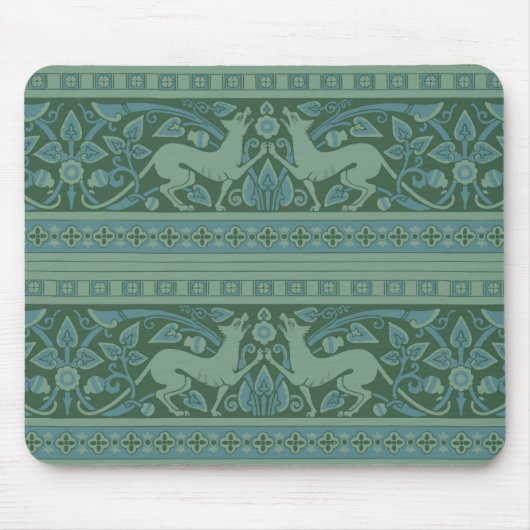 Art Deco Jugendstil Hund Natur Botanische Antike Mousepad (Vorne)