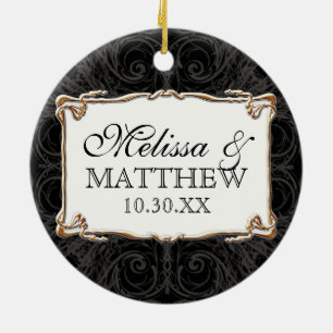 Art Déco Jugendstil Schloss in Gold Personalisiert Keramikornament