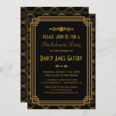 Art-Déco-Junggeselinnen-Abschied Einladung (Vorne/Hinten)