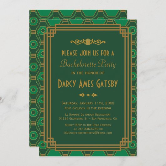 Art Deco Junggeselinnen-Abschied Einladungen (Vorne/Hinten)