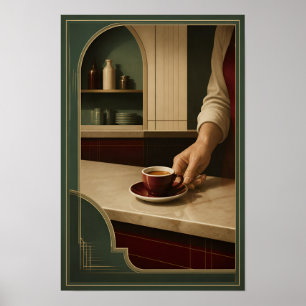 Art Deco Kaffee-Moment – Elegante Vintage-Café-Wan Poster