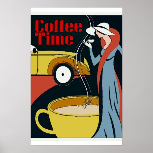 Art Deco Kaffeepause Poster (Vorne)