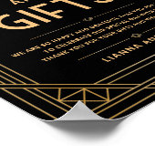 Art Deco Karten und Geschenke Schwarzes Gold Hochz Poster (Ecke)