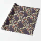 Art Deco Katze Blumenmuster Geschenkpapier (Ungerollt)