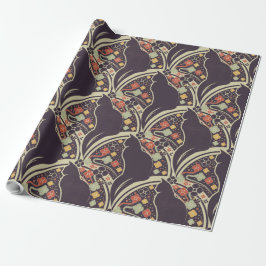 Art Deco Katze Blumenmuster Geschenkpapier