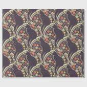 Art Deco Katze Blumenmuster Geschenkpapier (Flach)