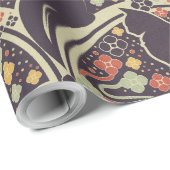 Art Deco Katze Blumenmuster Geschenkpapier (Rolleneckpunkt)