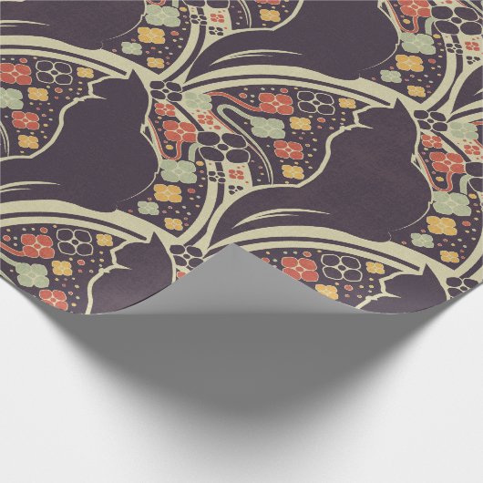 Art Deco Katze Blumenmuster Geschenkpapier (Ecke)