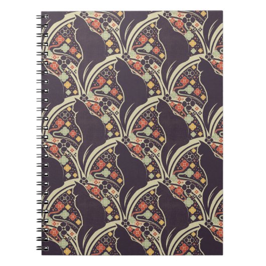 Art Deco Katze Blumenmuster Notizbücher & Tagebüch (Vorderseite)