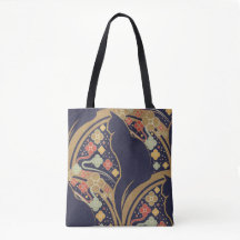 Art Deco Katze Blumenmuster-Tragetaschen