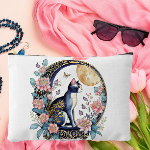 Art Deco Katze und Mond Zubehörtasche