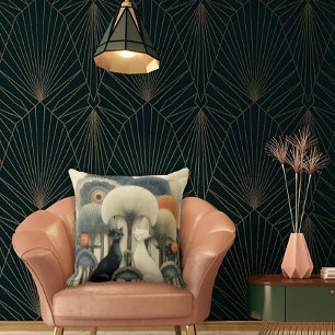 Art Deco Katzen in Bäumen Kissen