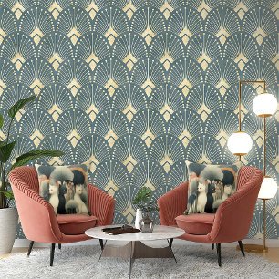 Art Deco Katzen in Bäumen Kissen