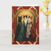 Art Deco-Katzen in der Oper Karte (Gelbe Blume)