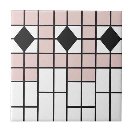 Art Deco Keramik Tile Blush Pink Geo Print Fliese (Vorderseite)