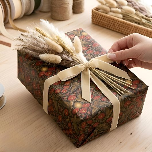 Art Deco Kestrels & Poppies | Bold Decorative Art Geschenkpapier