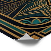 Art Deco Kino Popcornmaschine Gold & Türkis Poster (Ecke)