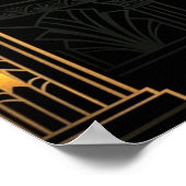 Art Deco Kino Popcornmaschine Gold & Türkis Poster (Ecke)