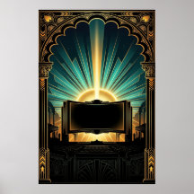 Art Deco Kino Popcornmaschine Gold & Türkis
