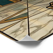 Art Deco Kirschblütenbaum Thron Gold Poster (Ecke)