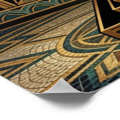 Art Deco Kirschblütenbaum Thron Gold Türkis Poster (Ecke)