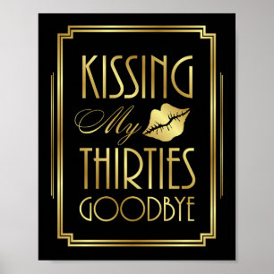 Art Deco KISSIEREN MEINE DREI JAHRE GOODBYE Sign P Poster